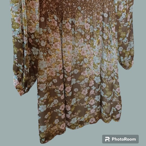 H&M Sheer Floral  Bohemian Above the Knee Dress, Small - Picture 2 of 3